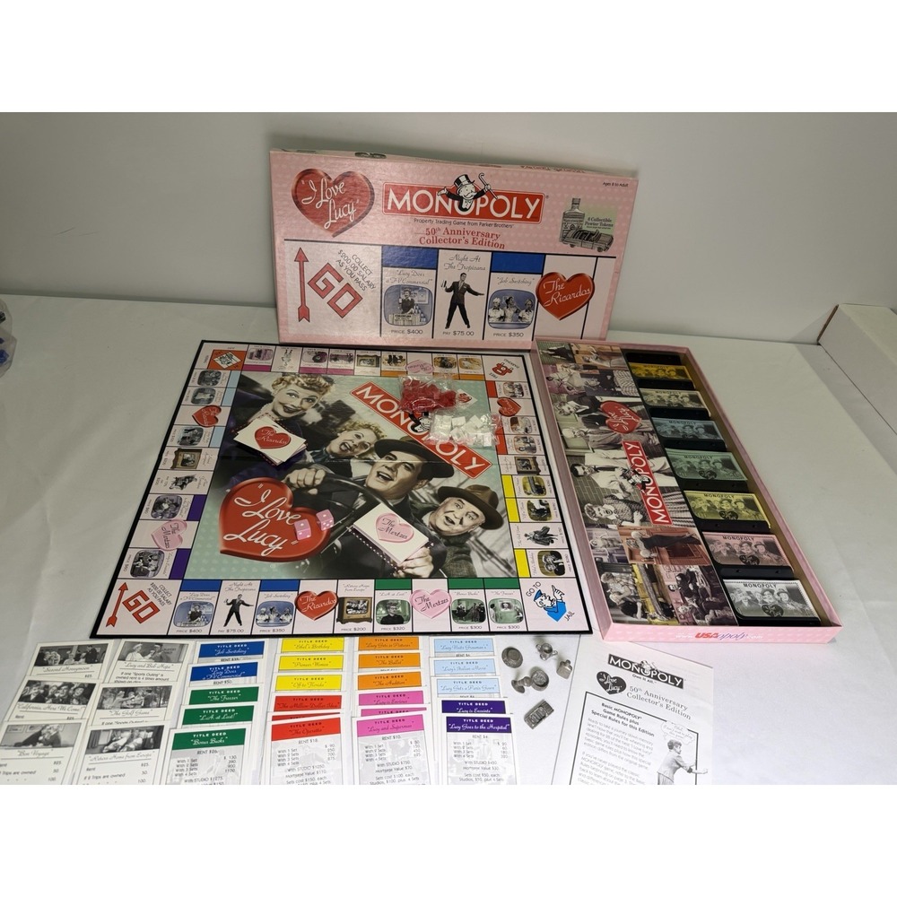 100% COMPLETE! MONOPOLY I LOVE LUCY 50 ANNIVERSARY COLLECTOR EDITION BOARD GAME